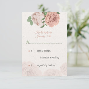 blush pink flowers greenery botanical RSVP card