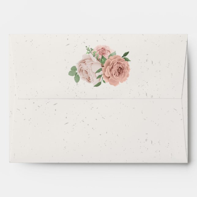 blush pink flowers greenery botanical wedding enve envelope (Back (Top Flap))