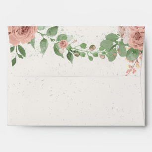 blush pink flowers greenery botanical wedding envelope