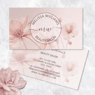 Blush Pink Flowers Logo Business Card