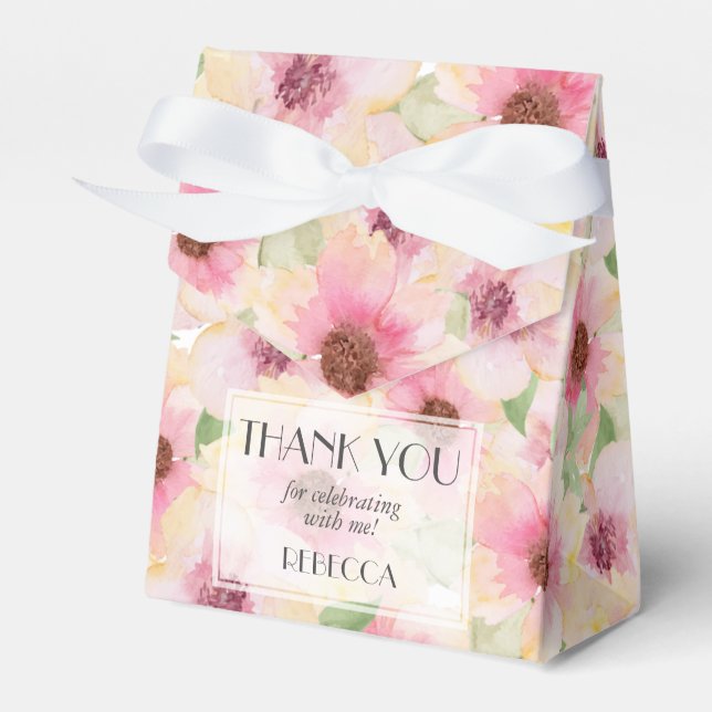 Blush Pink Flowers Party Favour Box (Front Side)