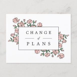 Blush Pink Flowers Postponed Wedding Announcement Postcard