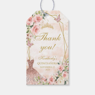 Blush Pink Flowers, Quinceañera Gift Tags
