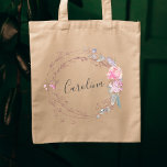 Blush Pink Flowers Tote Bag<br><div class="desc">This feminine design features a wreath with blush pink flowers and foliage.</div>