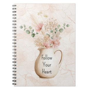Blush Pink Flowers Vase Notebook
