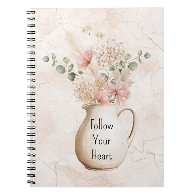 Blush Pink Flowers Vase Notebook (Front)