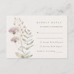 Blush pink flowers Wedding RSVP Card