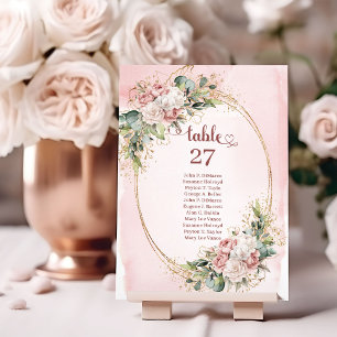 Blush Pink Flowers Wedding Table Number Decor