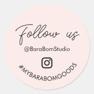 Blush Pink Follow us on Instagram Package Classic Round Sticker