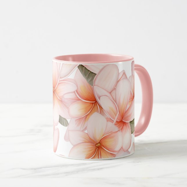 Blush Pink Frangipani Ceramic Combo Mug (Front Right)