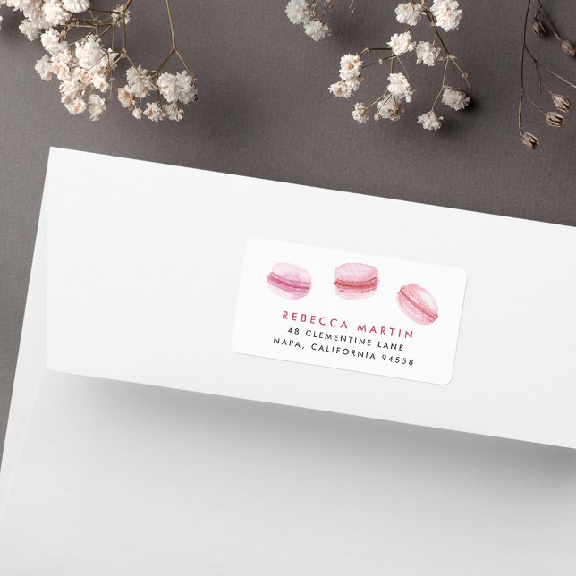 Blush Pink French Macarons Return Address Label (Creator Uploaded)