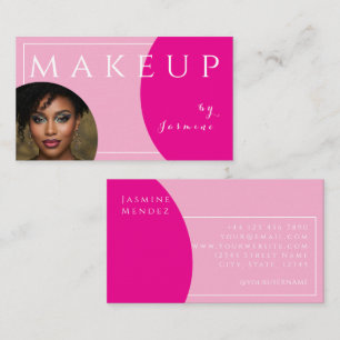Blush Pink Fuchsia White Caps Photo Makeup  Business Card