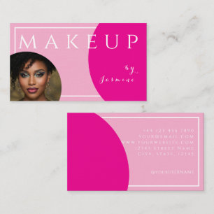 Blush Pink Fuchsia White Caps Photo Makeup  Business Card
