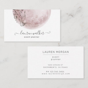 Blush Pink Full Moon Elegant Business Card