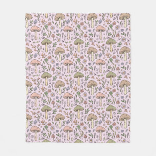 Blush Pink Fungi Cute Botanical Baby Shower Gift Fleece Blanket