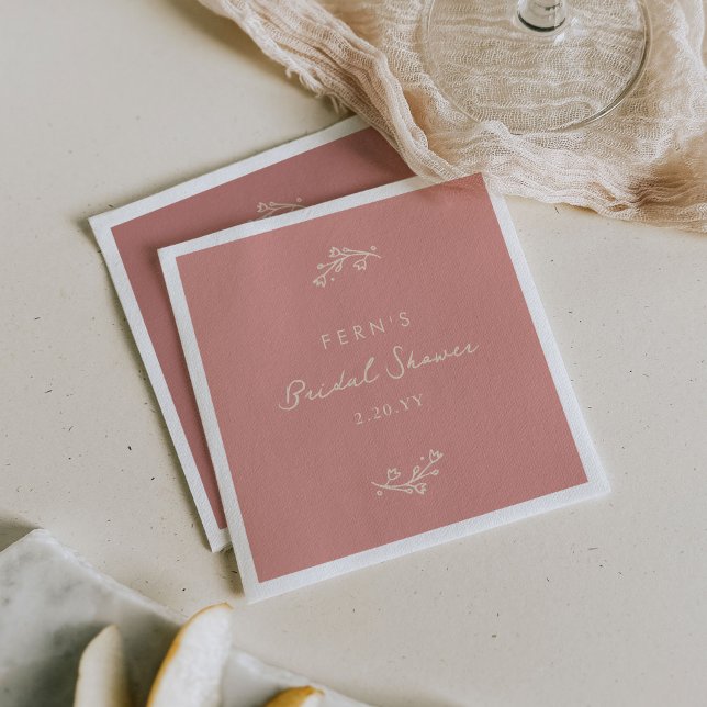 Blush Pink Garden Floral Bridal Shower Napkin (Blush pink party napkins from the Gilded Garden bridal shower suite.)