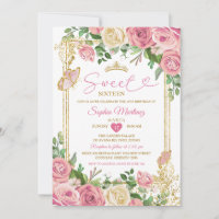 Blush Pink Garden Floral Sweet 16th Girl Birthday