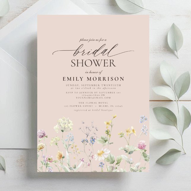 Blush Pink Garden Flowers Watercolor Bridal Shower Invitation (Creator Uploaded)