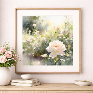 Blush Pink Garden Roses Poster