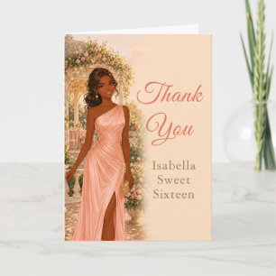 Blush Pink Garden Sweet Sixteen Thank You Card