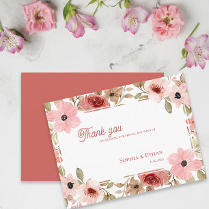Blush Pink Garden Theme Floral Wedding Thank You Postcard