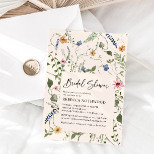 Blush Pink Garden Wildflowers Bridal Shower Invitation