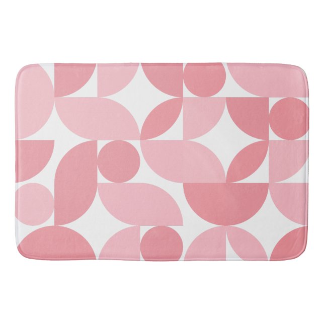 Blush Pink Geometric Abstract Pattern  Bath Mat (Front)