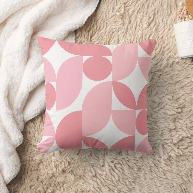 Blush Pink Geometric Abstract Pattern  Cushion (Blanket)