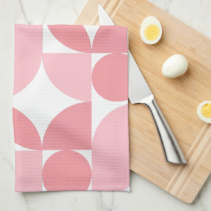 Blush Pink Geometric Abstract Pattern Tea Towel