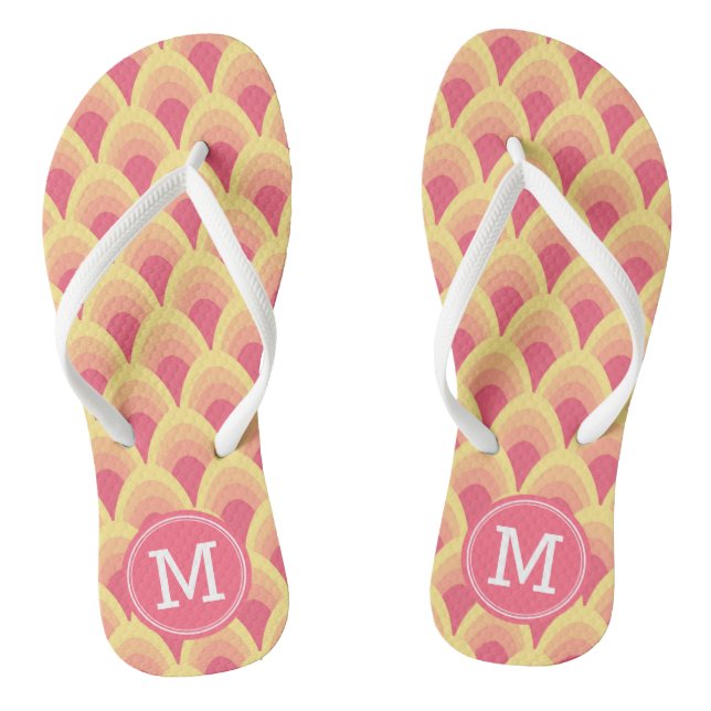 Blush Pink Geometric Pattern Personalise Monogram Jandals (Footbed)