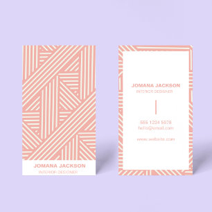 Blush Pink Geometric Stripes Girly Feminine Business Card