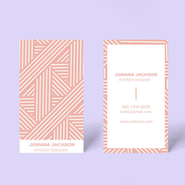 Blush Pink Geometric Stripes Girly Feminine Business Card (Creator Uploaded)