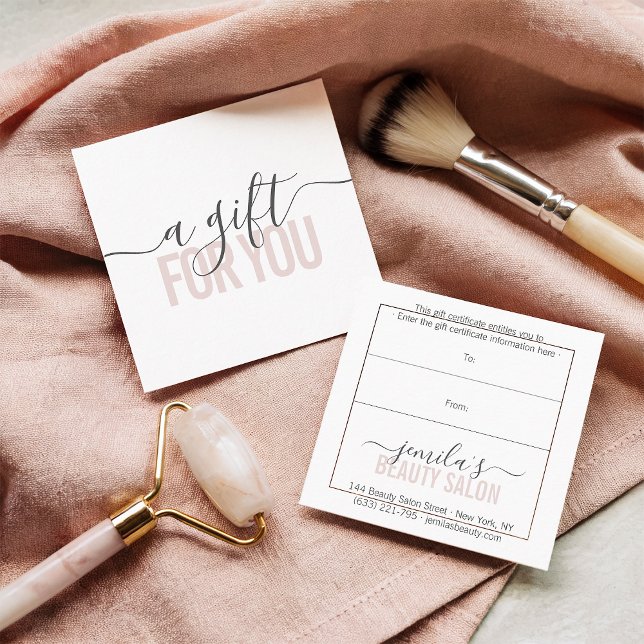 Blush pink gift certificate beauty salon script (Blush pink gift certificate beauty salon script)
