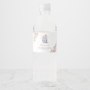 Blush Pink Ginger Jar Chinoiserie Shower Paper Water Bottle Label