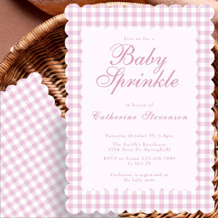 Blush Pink Gingham Baby Sprinkle Invitation