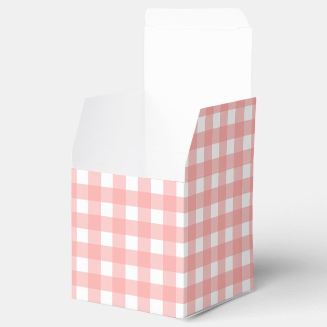 Blush Pink Gingham Check Pattern Favour Box (Opened)