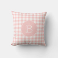 Blush Pink Gingham Pattern Custom Monogram