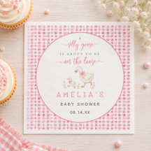 Blush Pink Gingham Silly Goose Baby Girl Shower