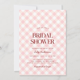 Blush Pink Gingham   Spring Picnic Bridal Shower Invitation