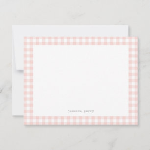 Blush Pink Gingham Typewriter Name Note Card