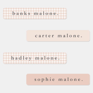 Blush Pink Gingham Waterproof Name