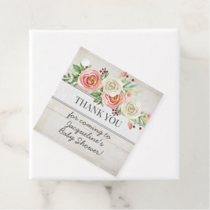 Blush Pink Girl Floral Baby Shower Thank You Wood Favour Tags