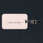 Blush Pink Girly Custom Name Monogram Gift Favour Luggage Tag<br><div class="desc">Printed with blush pink colour background and black text,  you can customise as you like!</div>