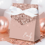 Blush Pink Girly Glitter Monogram Name Favour Box<br><div class="desc">Girly Rose Gold - Blush Pink Sparkle Glitter Monogram Name and Initial Paper Party Gift Boxes This makes the perfect sweet 16 birthday,  wedding,  bridal shower,  anniversary,  baby shower or bachelorette party gift for someone that loves glam luxury and chic styles.</div>