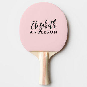 Blush Pink Girly Modern Script Monogram Name Ping Pong Paddle