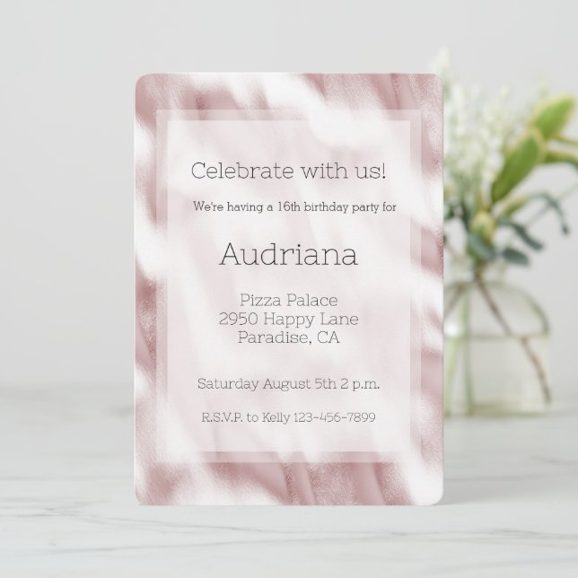 Blush Pink Glam 16th Birthday Invitation (Standing Front)