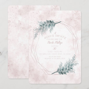 Blush Pink Glam Geometric Botanical Bridal Shower Invitation