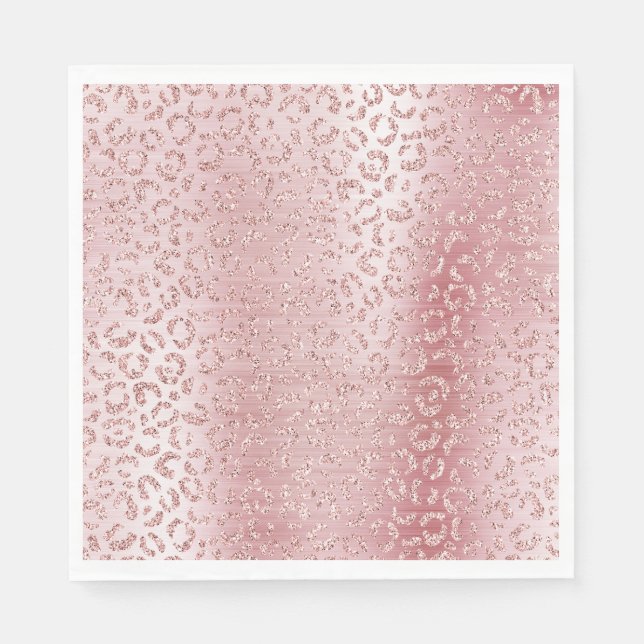 Blush Pink Glam Glitter Leopard Napkin (Front)