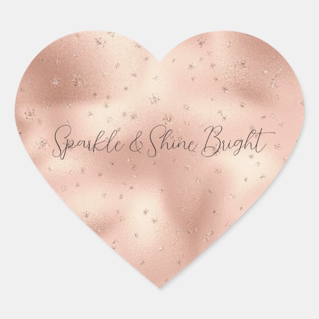 Blush Pink Glam Glitter Snowflake     Heart Sticker (Front)