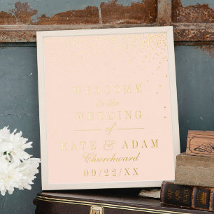 Blush Pink & Glam Gold Confetti Wedding Real Foil Prints